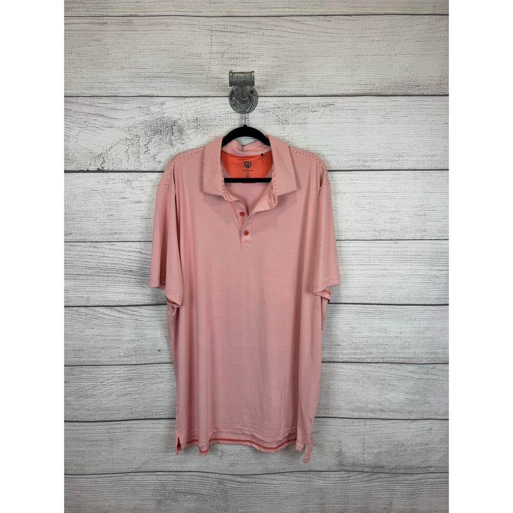 Graham Luxe Men's Orange & Cream Striped Short Sleeve Polo Shirt Size 3XL